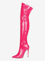 Stivali alti da donna con tacco alto punta a punta cerniera stivali alti fino alla coscia