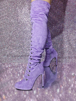 Stivali alti da donna Punta tonda Tacco a spillo Tomaia in pelle scamosciata micro