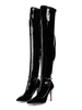 Stivali alti da donna Stivali neri con tacco a spillo in pelle lucida sopra il ginocchio