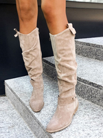 Stivali alti fino al ginocchio da donna stivali scamosciati con tacco spesso e slouch