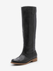 Stivali alti fino al ginocchio neri Stivali piatti con punta tonda da donna