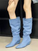 Stivali alti fino al ginocchio Stivali con zeppa da donna