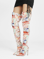 Stivali alti fino alla coscia da donna con punta a punta tacco alto sopra il ginocchio