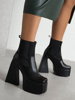 Stivali con plateau da donna Stivaletti con tacco grosso a punta quadrata