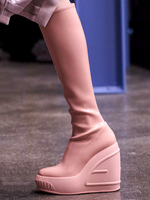 Stivali con zeppa alta al ginocchio Stivali elastici al ginocchio con punta tonda