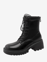 Stivali da combattimento neri Stivali da donna con lacci a punta tonda