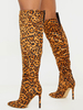 Stivali da donna Stivali al ginocchio con motivo leopardato con punta a punta e tacco a spillo