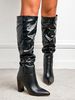 Stivali da donna Stivali da cowboy Stivali alti al ginocchio in pelle PU Stivali a punta e tacco grosso Stivali sexy