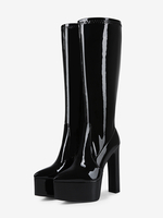 Stivali da drag queen con tacco alto e plateau neri da donna