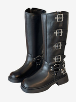 Stivali da equitazione marroni Stivali da donna con dettaglio fibbia e tacco grosso al ginocchio