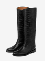 Stivali da equitazione neri da donna con punta tonda e motivo a pietra stivali alti fino al ginocchio