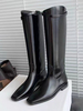 Stivali da equitazione piatti neri Stivali alti al ginocchio con punta quadrata