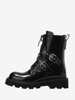 Stivali da moto da donna Stivaletti con tacco a forma di cucciolo con fibbia nera