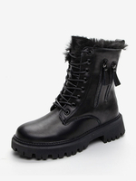 Stivali da neve alla moda da donna. Tomaia in PU in vernice con lacci