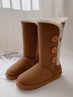 Stivali da neve da donna con bottoni in pelliccia sintetica; suola in elastomero termoplastico