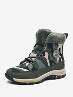 Stivali da neve da donna Stivali invernali in nabuk con stampa mimetica con lacci in pelliccia sintetica