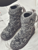 Stivali da neve invernali per donna Stivali invernali con lacci in lana lavorati a maglia