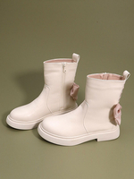 Stivali dolci lolita ecru white bows tha rotond toe pelle calzature lolita