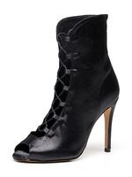 Stivali Donna Stivali Estivi Neri In Seta E Raso Con Tacco A Spillo E Punta A Spillo