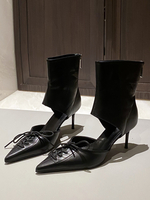 Stivali estivi da donna con cerniera e tacco a spillo in pelle PU