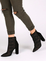 Stivali estivi da donna con tacco spesso e tomaia in micro pelle scamosciata