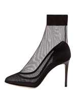 Stivali estivi da donna Stivaletti con tacco a spillo a punta tonda in rete nera