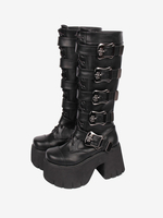 Stivali Gothic Lolita Calzature Lolita in pelle PU con punta tonda in scheletro bianco