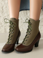 Stivali Lolita classici in stile vintage in pelle sintetica con punta tonda scarpe Lolita rosse