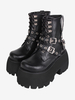 Stivali Lolita gotici Calzature Lolita nere in pelle PU Punta tonda PU