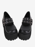 Stivali Lolita gotici Calzature Lolita nere in pelle PU Punta tonda PU