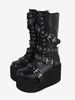 Stivali Lolita gotici Occhielli metallici in pelle PU Punta rotonda Calzature Lolita nere