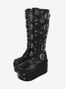 Stivali Lolita gotici Occhielli metallici in pelle PU Rivetti Punta rotonda Calzature Lolita nere