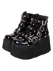 Stivali Lolita in pelle PU con punta tonda e zeppa con zeppa Harajuku Fashion Black Lolita Footwear