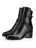 Stivali neri da donna PU in pelle rotonda con fibbia rotonda dettaglio stivali caviglie grosso