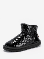 Stivali neri da donna Stivaletti alla caviglia piatti con punta tonda invernale