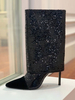 Stivali neri da donna Stivali alla caviglia con tacco a spillo a punta con paillettes