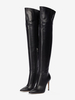 Stivali neri sopra il ginocchio taglie forti con punta a punta tacco alto stivali alti fino alla coscia