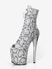 Stivali sexy con tacco alto punta aperta allacciati stampa serpente tacco a spillo stivali alti fino alla coscia stivali sopra il ginocchio