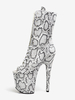 Stivali sexy da donna con punta aperta allacciati con stampa serpente tacco a spillo stivali alti fino alla coscia stivali sopra il ginocchio