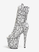 Stivali sexy da donna con punta aperta allacciati con stampa serpente tacco a spillo stivali alti fino alla coscia stivali sopra il ginocchio