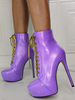 Stivali sexy da donna Punta tonda Tacco a spillo Stivali alti alla coscia viola Scarpe sexy taglia grande
