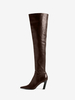 Stivali sexy sopra il ginocchio da donna con punta a punta e tacco a spillo