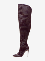 Stivali sopra il ginocchio da donna con motivo in pietra e tacco alto fino alla coscia