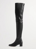 Stivali sopra il ginocchio da donna con punta quadrata tacco spesso stivali alti fino alla coscia