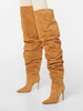 Stivali sopra il ginocchio da donna Stivali a punta con tacco a spillo in pelle scamosciata Slouch alti alla coscia