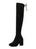 Stivali sopra il ginocchio da donna Stivali alti alla coscia neri con tomaia in micro pelle scamosciata con tacco grosso