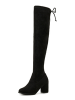 Stivali sopra il ginocchio da donna Stivali alti alla coscia neri con tomaia in micro pelle scamosciata con tacco grosso