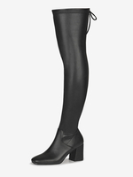 Stivali sopra il ginocchio in pelle PU con tacco grosso da donna