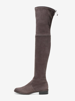 Stivali sopra il ginocchio in pelle scamosciata con punta tonda e elastico da donna