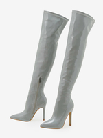 Stivali sopra il ginocchio in pelle verniciata con tacco a spillo da donna